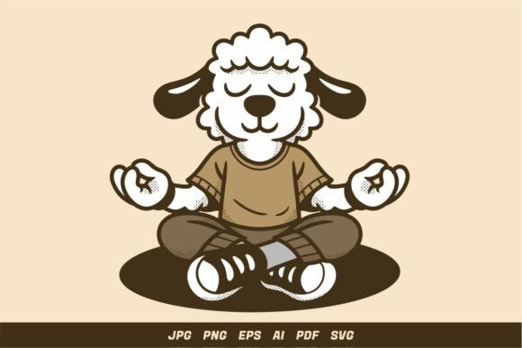 Review: Peaceful Sheep Meditation Illustration for Embroidery