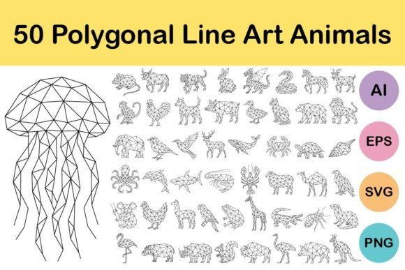 Reviewing 50 Polygonal Line Art Animals for Embroidery