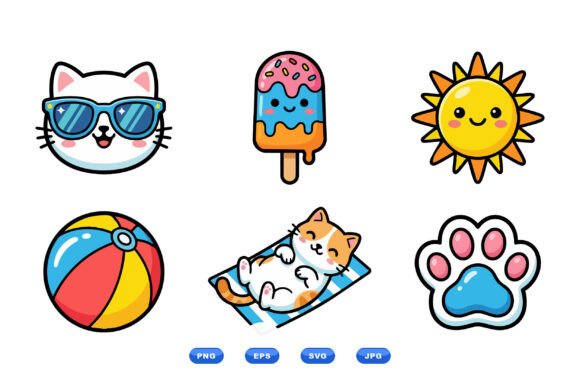 Reviewing Cute Summer Cat Clipart for Embroidery