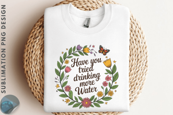 Reviewing the Floral Drink More Water PNG for Embroidery